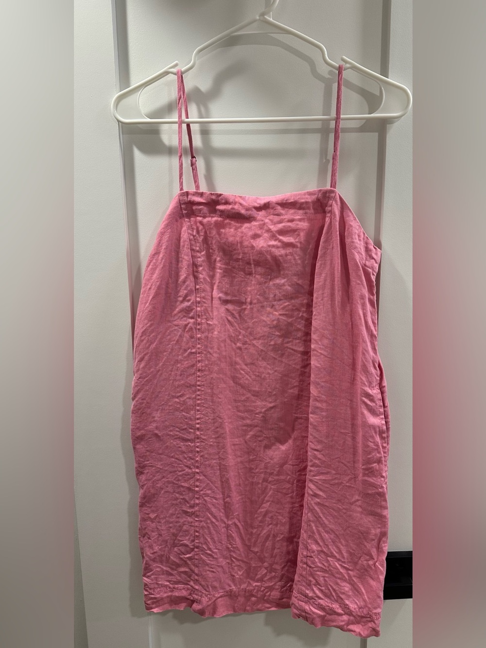 Madewell Linen Pink Spaghetti Strap Mini Dress